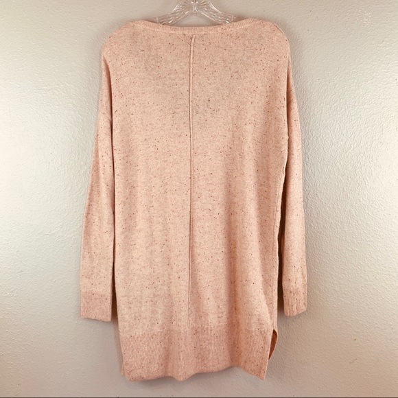 TOPSHOP Lace Trim Blush Speckled V-Neck Sweater - Picture 3 of 12